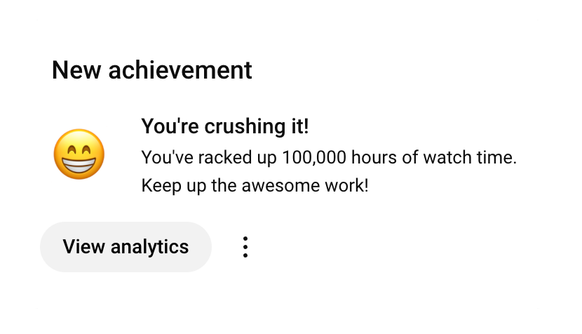 MynorAlexander_'s tweet photo. Don't forget to celebrate your wins! No matter how big or small celebrate your hard earn wins. Just passed 100,000 watch-time hours on a new YouTube 

#YouTube #YouTuber #ContentStrategy #CelebrateThePossibilities https://t.co/O5MqJ5GKRs