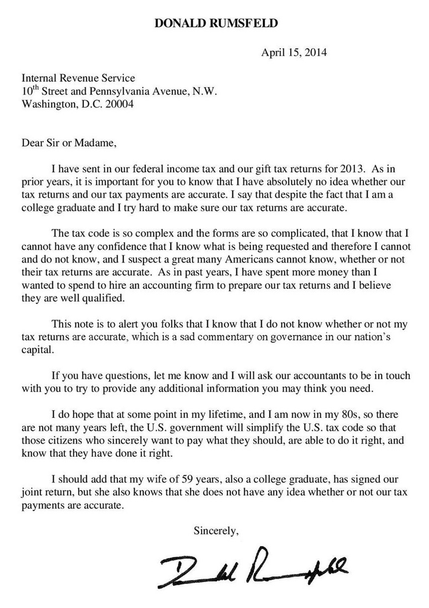On tax day, Donald Rumsfeld is all of us.
