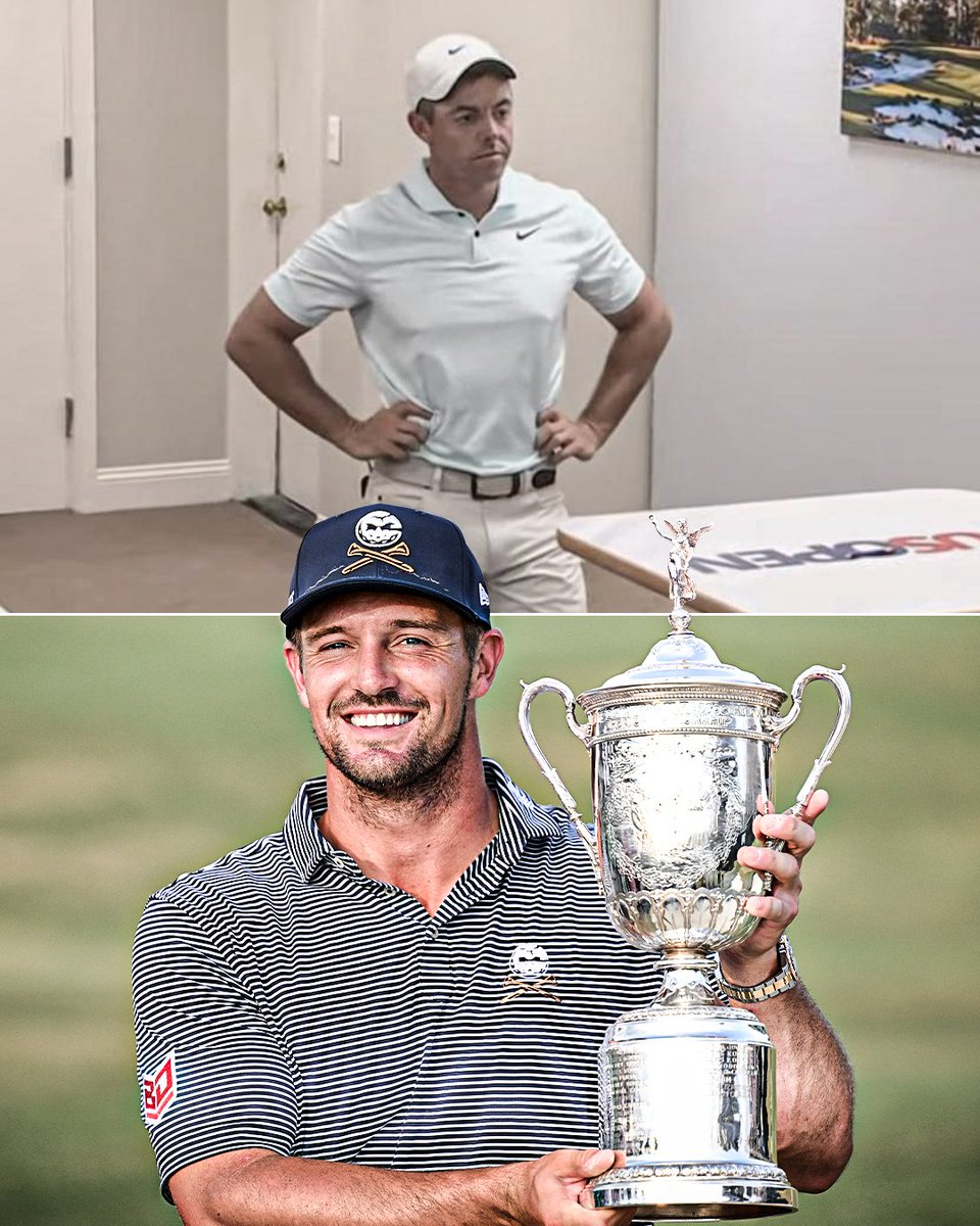 espn's tweet photo. Back in 2024, Bryson DeChambeau took Rory McIlroy's U.S. Open hopes away in dramatic fashion en route to his second major title.

Now, they will go head-to-head in the final round of the Masters on Sunday 👀🍿 #themasters https://t.co/KshwtbDGRB