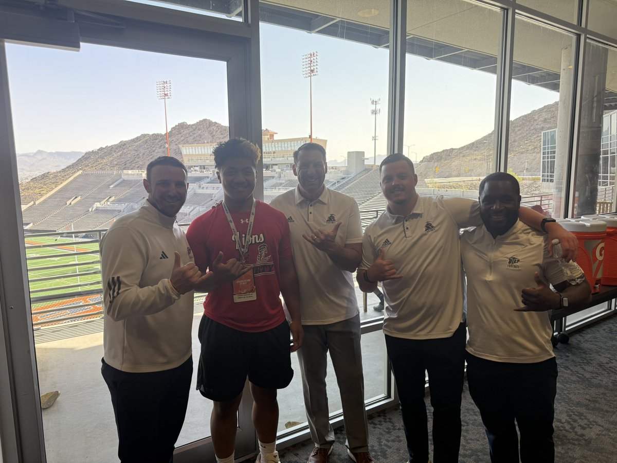 TJFoilefutu8's tweet photo. Finally got to meet my Ace RB Coach @COACHJMACRB and LB Coach @CoachButch_UTEP . S/O to the whole @UTEPFB staff for showing big ❤️ the whole day. It definitely felt like home. Can’t wait to get back for my OV💯. #PicksUP⛏️

@coachthomasfb @Davis44Shoot @alpha_lbu @BlairAngulo @CoachJNunez6 @PrepRedzoneAZ @CoachU_ @lmzworld_