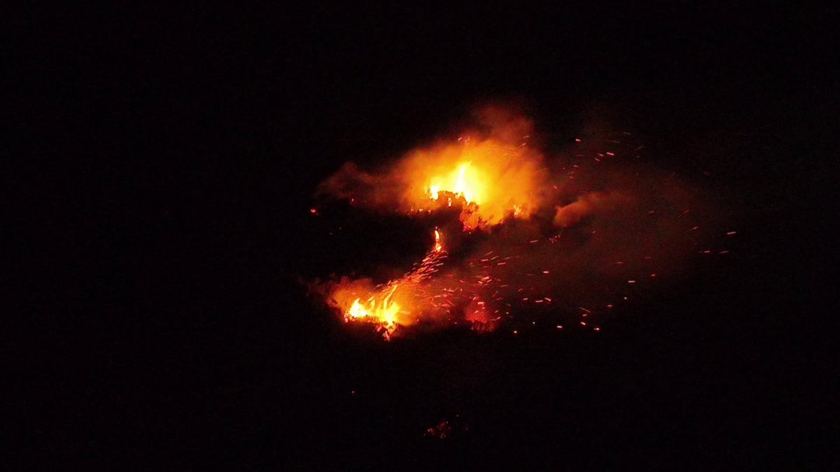 martinastro2005's tweet photo. Glenshane gorse fire tonight, actually on the back side near Carntogher direction. Appears to be fading out now. Very windy - video still from drone footage #gorsefire #glenshane #carntogher https://t.co/QdJRfncNkk