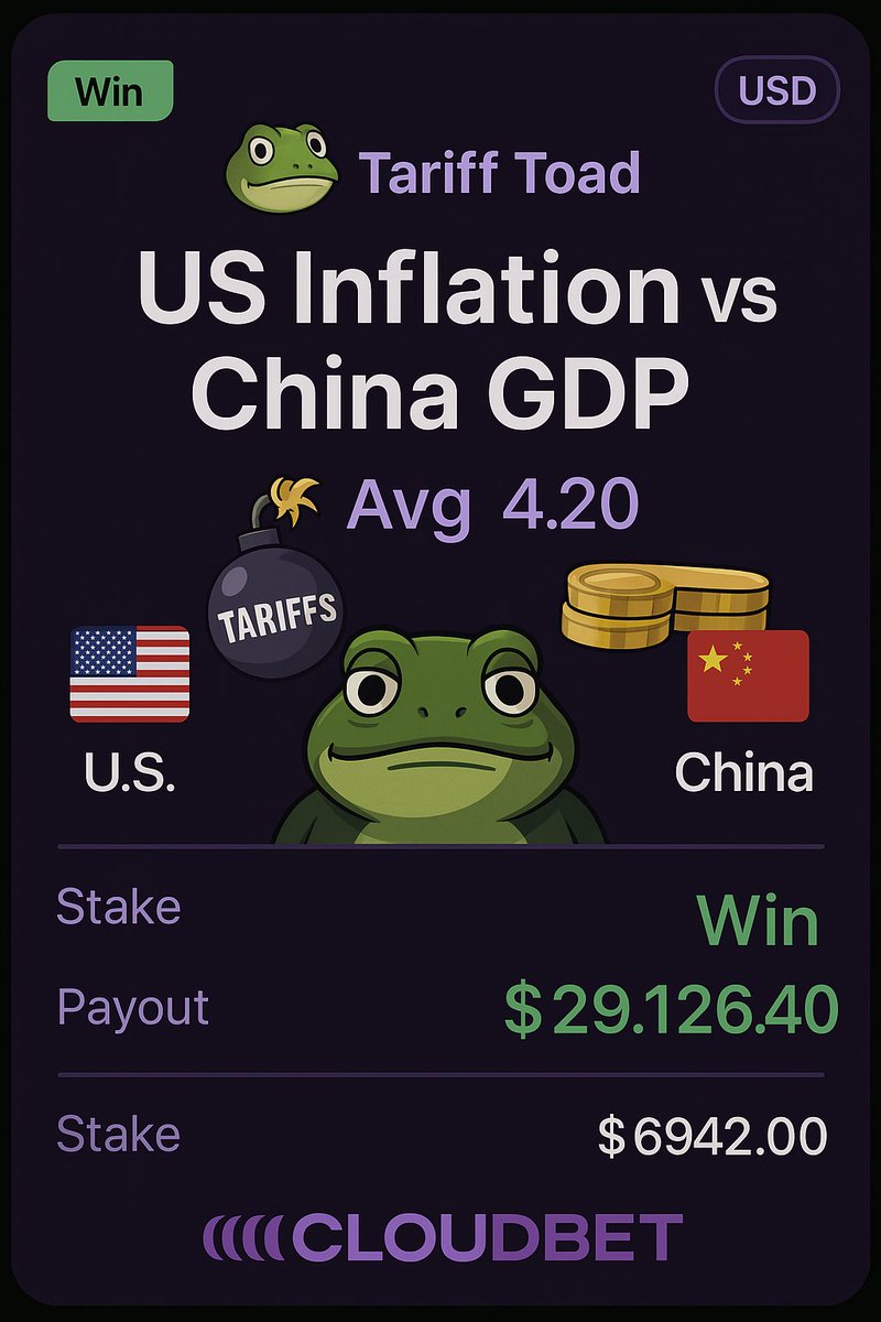 TheTariffToad's tweet photo. Inflation hit. GDP dipped. Toad cashed. 💸

$CROAK 

#TariffToad #PumpFun #Solana #MacroMeme https://t.co/PzhgT6mK7P