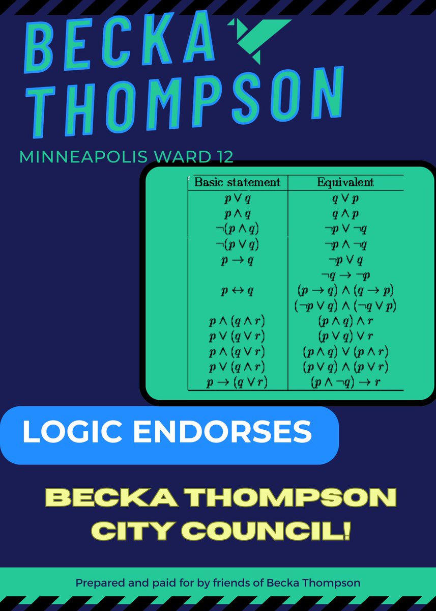 realBeckaT's tweet photo. I appreciate my opponent’s humor. I actually like Aurin—she’s charming and kind-hearted.  She has a bright future... in something else.

The Overly Confident Turkey endorsed her. I didn’t seek his endorsement—and here’s why.

I’ve been around long enough to know what happens when too many turkeys run the coop. Strutting, pecking, and no flight. Somehow, the grain always goes missing. It’s like Animal Farm—the loudest voices are busy protecting their own power, while the real problems go unaddressed.

Aurin’s campaign has racked up endorsements from all the usual barnyard suspects—some loud, some flashy, and a few more concerned with their own place at the table than solving real problems. Some still shaking off scandals like feathers in the wind.

So no—I didn’t ask the Overly Confident Turkey for his endorsement. I knew from the start I’d be running a different kind of campaign.

Instead, I’m proud to be endorsed by:

🧠 Logic
📊 Statistics
✏️ Occam’s Razor
🧮 Mathematics
📚 Basic Economics
📒 Accounting
🧭 Ethics
🪞 Accountability
📜 The Minneapolis City Charter

…and hundreds of high schoolers who passed Algebra because I showed up when others didn’t.

While my opponent’s coalition looks like a parade of opportunists with a lot to protect, my team is made up of the residents of Ward 12, looking to help their neighbors.

When the time comes, you know what to do:
Vote 4 Becka

City Council.
Less gobbling. More grounding.
Things that actually add up.