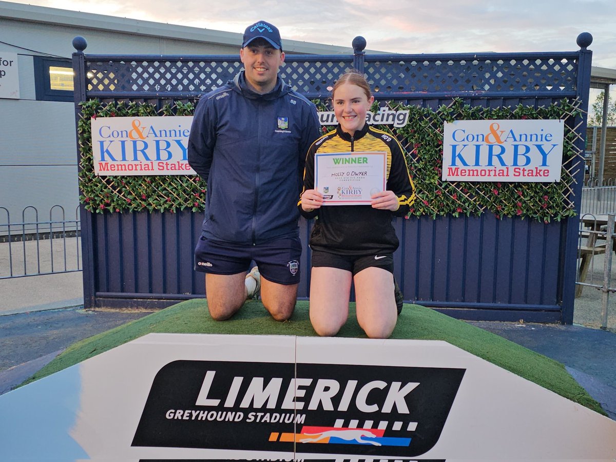LimkGreyhound's tweet photo. 🏆 Holly O'Dwyer

Congratulations to Ballinacurra Gael's Holly O'Dwyer, winner of the 2025 U12 Girls Football Cic Fada.

Congratulations Holly 👏

#Kirby2025 #LimerickGAA #GoGreyhoundRacing #ThisRunsDeep https://t.co/wQrVlsdoVH