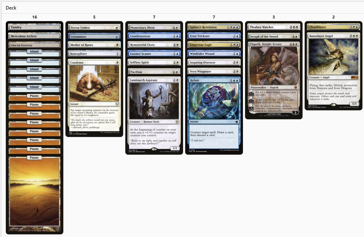 Sweet UW deck I drafted of Joel's Clean Cube featured at UberCubeathon 2025.  Check out the cube here: cubecobra.com/cube/overview/…
<a href="/UberCubeMTGPod/">UberCube</a>