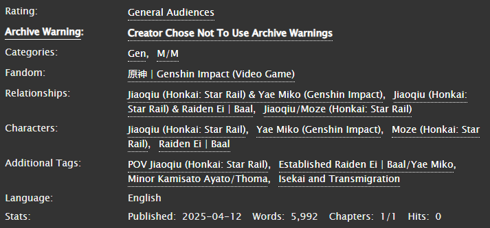 Nostalgia (Tastes Like You) 🐦‍⬛🌶️
~6k | SFW | #Mozeqiu 

➟ in which Jiaoqiu dreams of his life back in Teyvat(!)
➟ written for the <a href="/mozeqiubang/">Mozeqiu Bang | Posting Complete!</a> 
➟ with 2 (TWO!!) arts by <a href="/_lakitsune/">Laki 🍉</a> 
➟ ft. Jiaoqiu's moms Eimiko and Moze's dads Ayathoma

🔗 art &amp; fic in the replies ⬇️⬇️⬇️