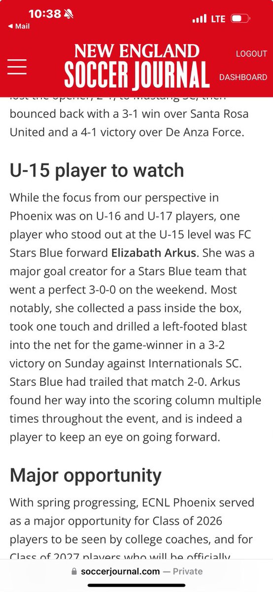 Thank you <a href="/NESoccerJournal/">New England Soccer Journal</a> !!