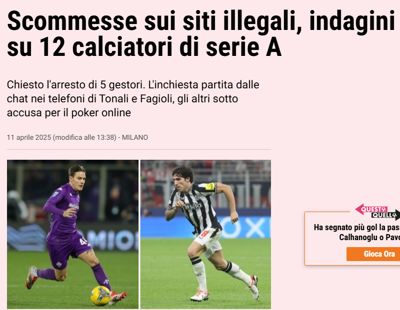 calciolog_tr's tweet photo. Başlıyoruz

Dün öğrenildi ki, Milano Savcılığı, Tonali ve Fagioli davasıyla ilgili yeni bir soruşturma başlattı; bu sefer 11 oyuncu şüpheli:

Florenzi, Zaniolo, Di Maria, Paredes, Bellanova, Ricci, Buonaiuto, Cancellieri, Junior Firpo, Perin, McKennie.