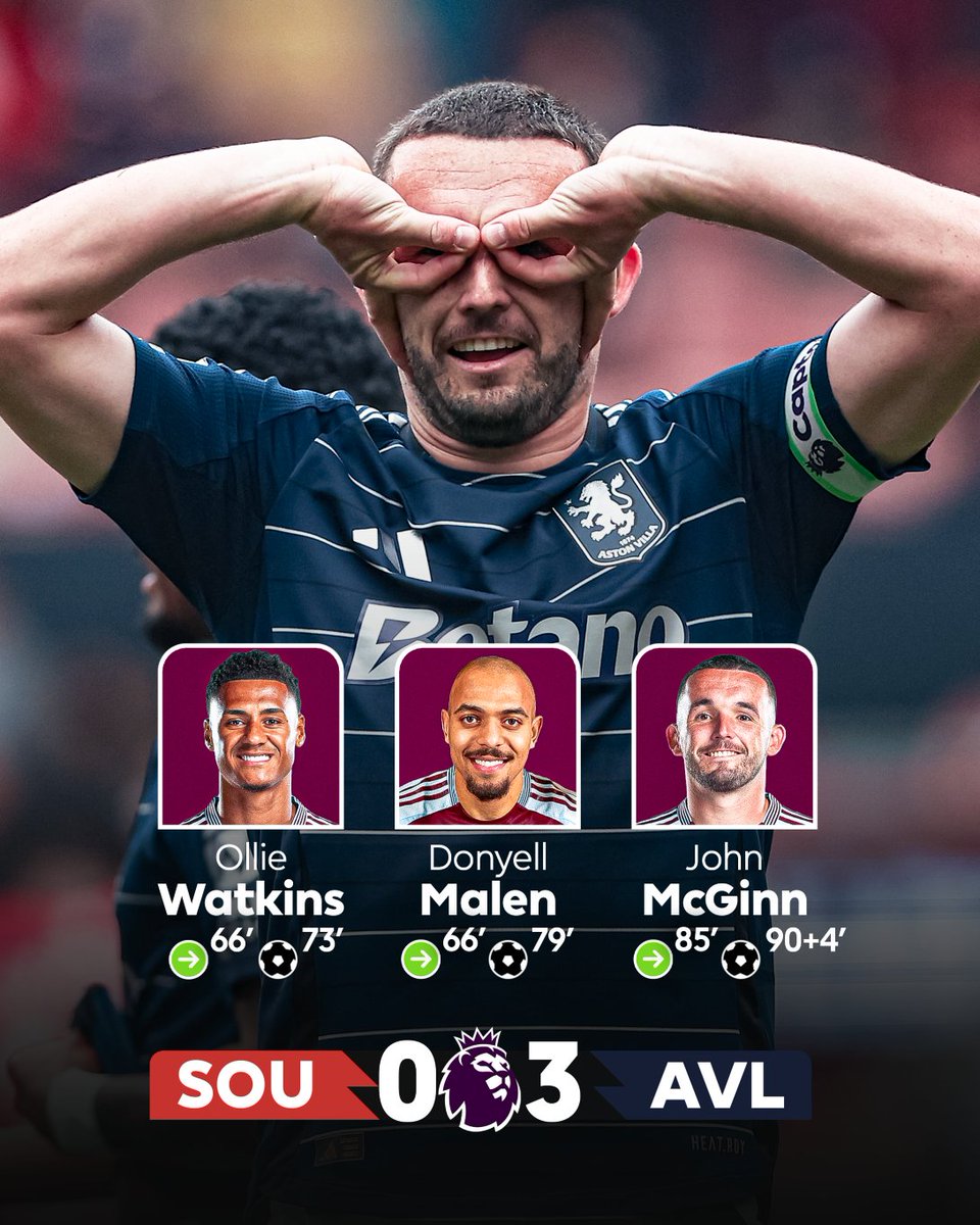 premierleague's tweet image. Aston Villa became the first side in Premier League history to have three substitutes score in one match! 🤯