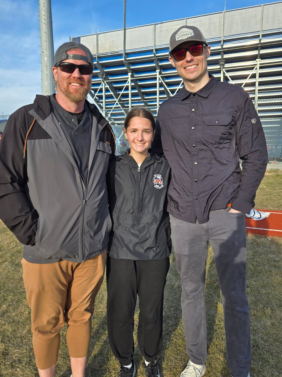 SpudTrack's tweet photo. ‼️‼️ SCHOOL RECORD ‼️‼️

Quinn Erickson (the one in the middle😜) tied the school long jump record with a leap of 18-2 1/4🔥 Not too shabby for an 👀8th grader👀

Coaches Clarke and Huber look pretty proud of Quinn and ALL of our 💥Spud Jumpers💥 https://t.co/BQrTwXYUZV
