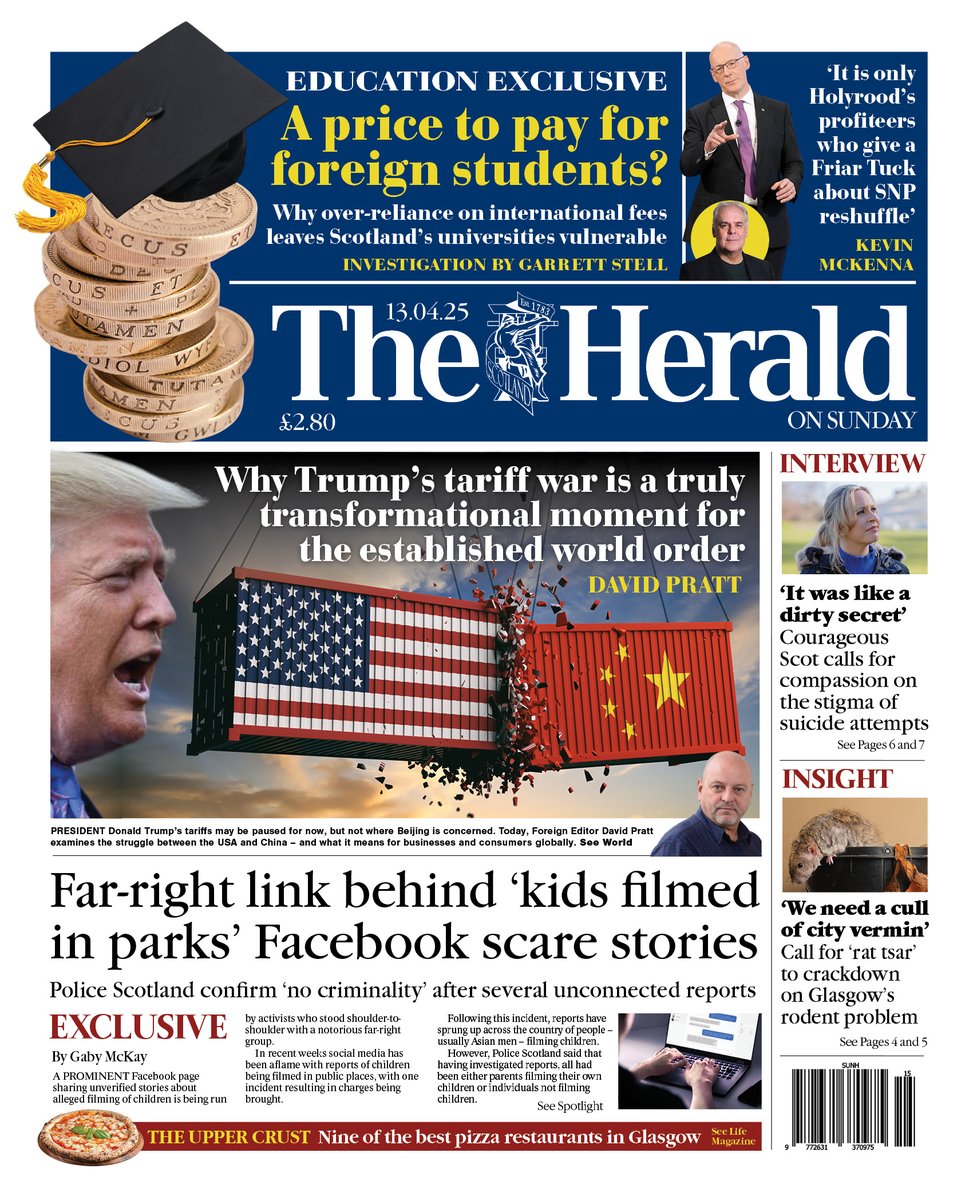 THE HERALD ON SUNDAY: Far-right link behind 'kids filmed in parks' Facebook scare stories
#TomorrowsPapersToday