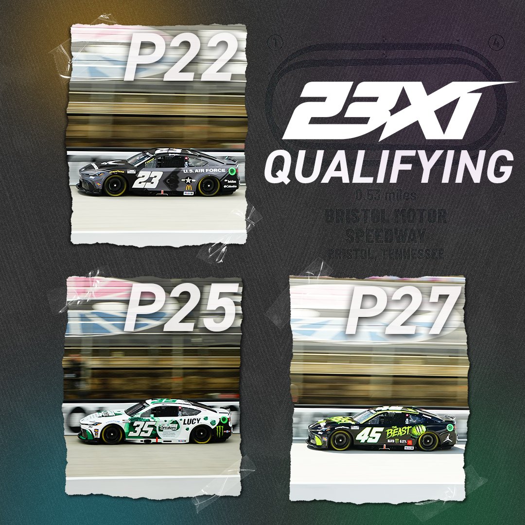23XIRacing's tweet photo. Qualifying at @ItsBristolBaby ✅

@BubbaWallace - P22
@rileyherbst - P25
@TylerReddick - P27

#teamtoyota https://t.co/1cSoGk0gjS