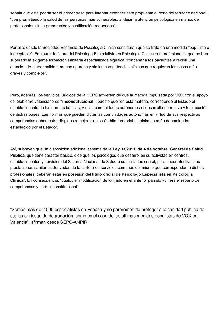 Emitimos este comunicado en contra de las medidas populistas promovidas por VOX en la Comunidad Valenciana para, con la complicidad del gobierno de Mazón, deteriorar la atención a la salud mental en la sanidad pública.