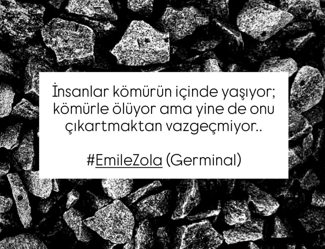 İnsanlar kömürün içinde yaşıyor; kömürle ölüyor ama yine onu çıkartmaktan vazgeçmiyor.
#emilezola
#germinal
#iyigeceler