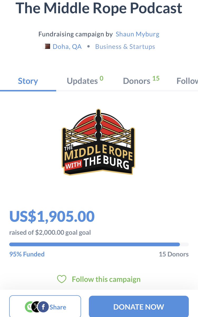 TheBurg's tweet photo. 95% of the way there! Another $55 down!  Just $95 needed to get fully funded! 
Thank you! If you’d like to help contribute please visit 
https://t.co/Yo8jK5uOQV
#MiddleRope podcast https://t.co/5yPrZTtbuN