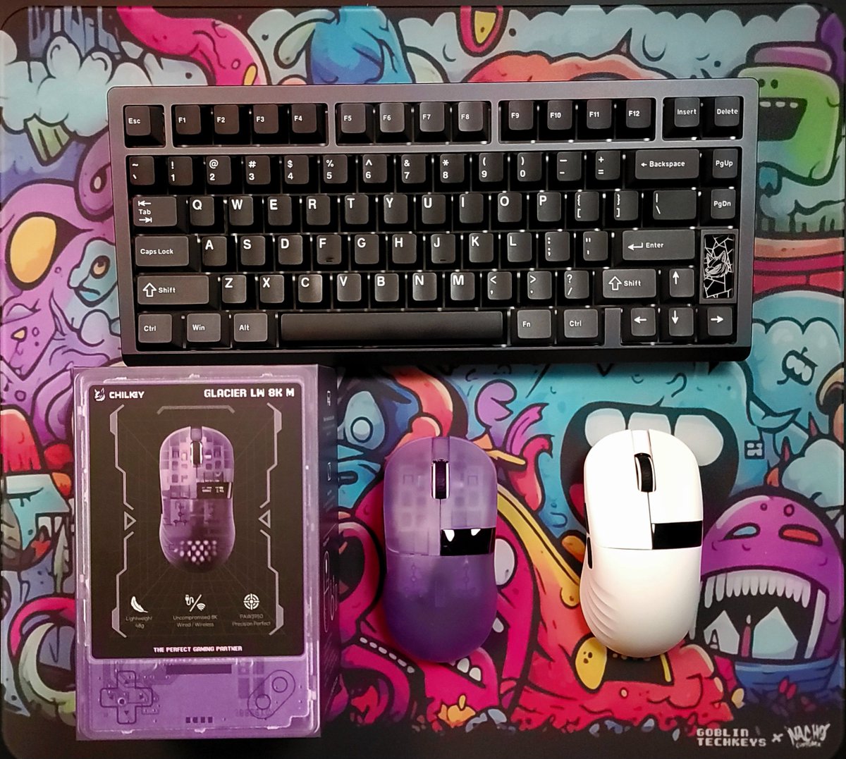 SimplyMatthias's tweet photo. Shoutout to @Chilkeykeeb for sending over their Slice75, this has been an absolute treat and performs incredibly. They recently sent me their new Glacier LW 8K mice as well though, in white and the new translucent purple (looks fantastic). Full review on both coming soon! https://t.co/bUbwmxpnFJ