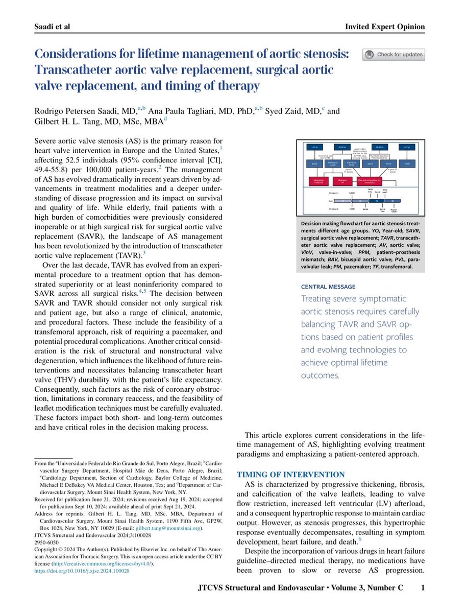 Rodrigo Saadi (@rodrigosaadi) on Twitter photo Just published our latest article in JCTVS Structural & Endovascular on lifetime management in aortic stenosis! Discover evolving treatment options & innovations for a critical pathology.
<a href="/GilbertTangMD/">Dr. Gilbert Tang</a>
Read here: jtcvsstructural.org/article/S2950-… Just published our latest article in JCTVS Structural & Endovascular on lifetime management in aortic stenosis! Discover evolving treatment options & innovations for a critical pathology.
<a href="/GilbertTangMD/">Dr. Gilbert Tang</a>
Read here: jtcvsstructural.org/article/S2950-…