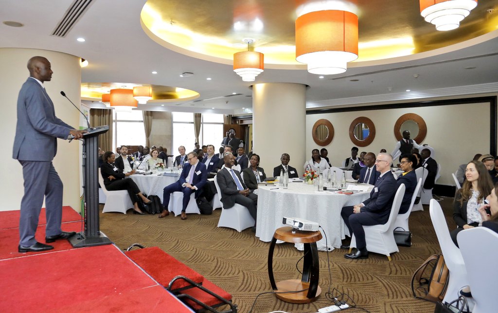 mofpedU's tweet photo. STANDARD GAUGE RAILWAY:
One of the key engagements this week was the financing workshop for the Uganda Standard Gauge Railway (SGR) project that took place at Sheraton Kampala hotel.

The meeting brought together the key stakeholders of this flagship project including the Contractor Yapi Merkezi,Citibank-Coordinator, (Arranger),Export Credit Agencies,Multilateral Agencies and Development Finance Institutions such as African Development Bank & Islamic Development Bank as well as @GovUganda officials.

The PSST @rggoobi said  @GovUganda is very committed to completing the   SGR project on time. He pledged that @mofpedU will ensure that all the required financing is availed for the SGR,one of the enablers that will support the ATMS to grow the economy 10-fold.