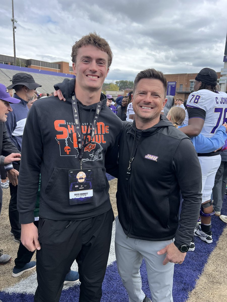Rocco Marriott (@roccomarriott) on Twitter photo After an amazing Spring Game visit and conversation with <a href="/CoachBobChesney/">Robert Chesney</a>, I am very grateful to receive an offer from James Madison University!! <a href="/JMUFootball/">JMU Football</a> <a href="/Coach_DKennedy/">Dean Kennedy</a> <a href="/CoachBrisson/">Scott Brisson</a> <a href="/ApplebaumNathan/">Nathan Applebaum</a> <a href="/Coach_DiMike/">Anthony DiMichele</a> <a href="/CoachMCordova/">Mike Cordova</a> <a href="/qbquest17/">Wayne Baskerville</a> <a href="/CoachHoover/">Justin Hoover</a> <a href="/AllenTrieu/">Allen Trieu</a> After an amazing Spring Game visit and conversation with <a href="/CoachBobChesney/">Robert Chesney</a>, I am very grateful to receive an offer from James Madison University!! <a href="/JMUFootball/">JMU Football</a> <a href="/Coach_DKennedy/">Dean Kennedy</a> <a href="/CoachBrisson/">Scott Brisson</a> <a href="/ApplebaumNathan/">Nathan Applebaum</a> <a href="/Coach_DiMike/">Anthony DiMichele</a> <a href="/CoachMCordova/">Mike Cordova</a> <a href="/qbquest17/">Wayne Baskerville</a> <a href="/CoachHoover/">Justin Hoover</a> <a href="/AllenTrieu/">Allen Trieu</a>