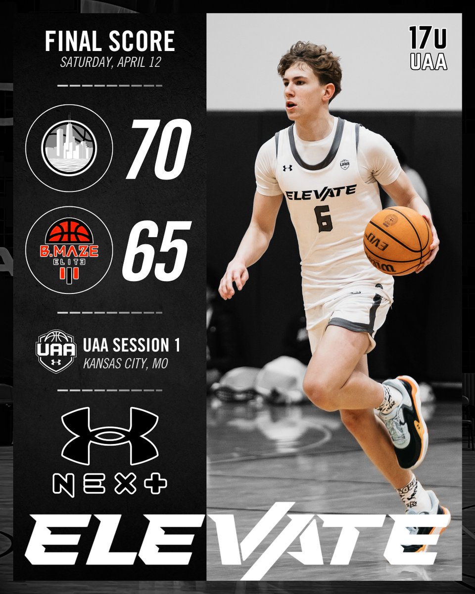 17u Elevate UAA start Day 2 off with a big time win over B Maze Elite!

Christopher Kirkpatrick – 24p
Charlie Pomis – 16p
Jordan Williams – 16p

<a href="/FundamentalUA/">Fundamental U</a> <a href="/UANextBHoops/">Boys UAA</a>