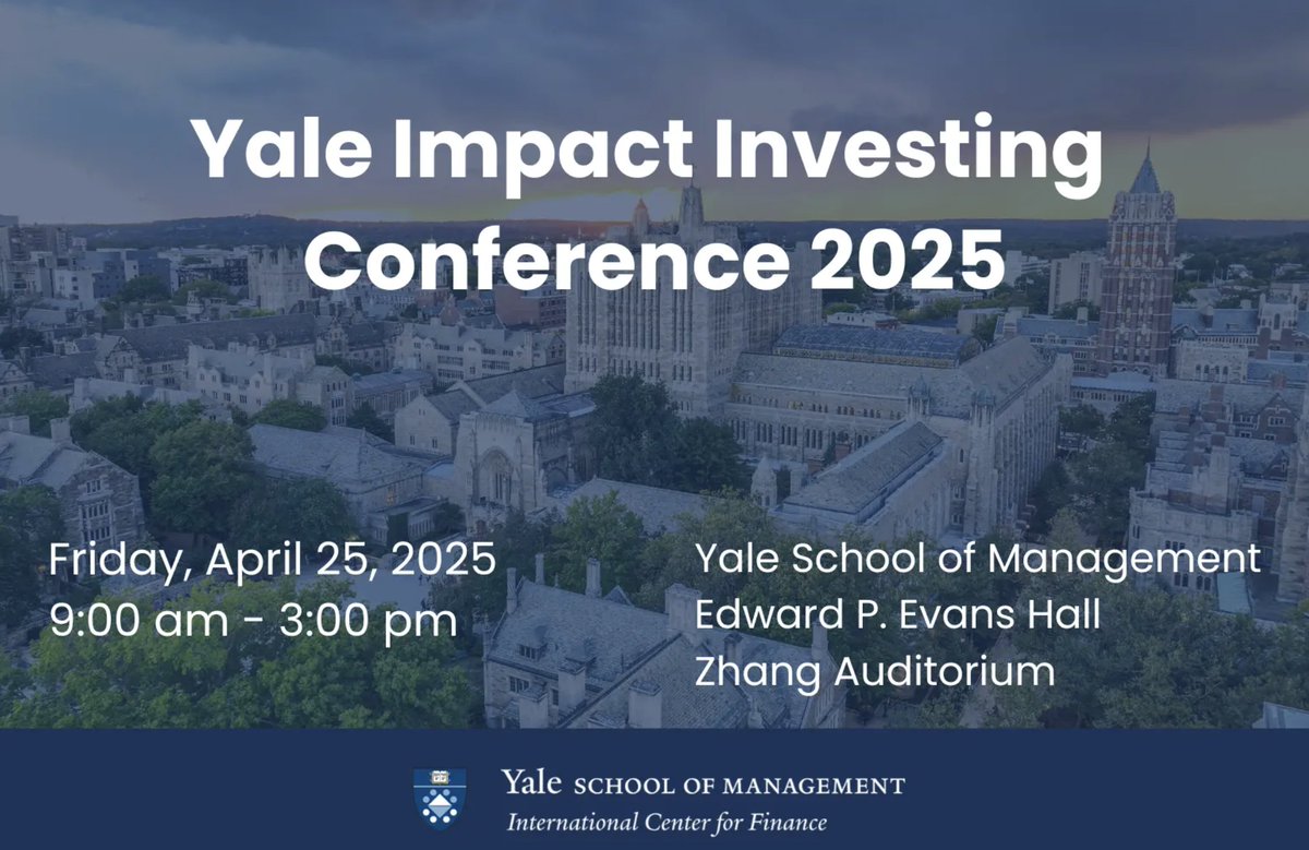 What are the challenges founders and #investors face in today’s financial environment?

Join leading experts, students, and professionals to discuss this topic and more at the Yale Impact Investing Conference!

Register now: yalesom.io/3EvLvkG