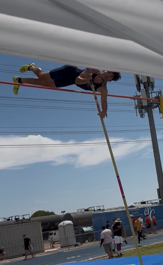 Ben Cardenas with a 12-6 PR in the Pole Vault!