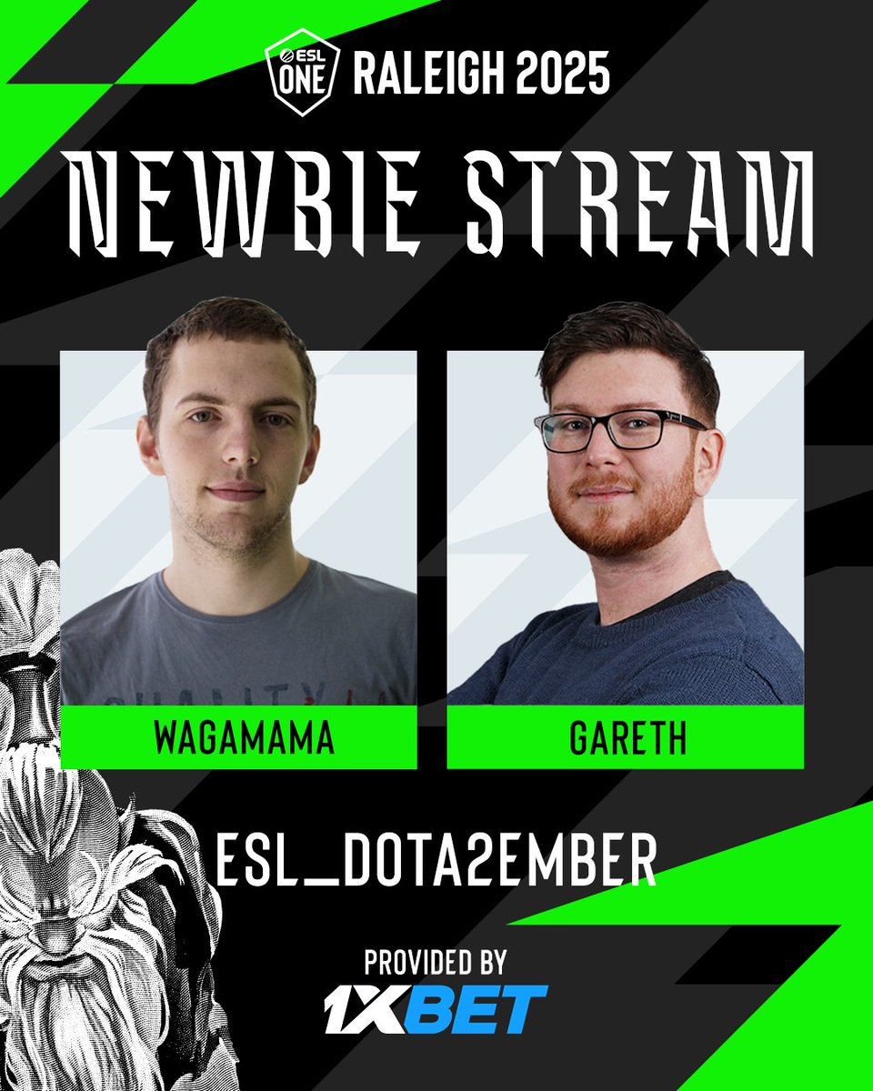 ESL Dota2 (@esldota2) on Twitter photo Want a newbie-friendly cast of our #ESLOne Raleigh series? Make sure to check out the <a href="/1xBet_Esports/">1xBet Esports</a> Newbie Stream casted by <a href="/WagaGaming/">WagaGaming</a> and <a href="/GarethCasts/">Gareth Bateson</a>!
📺 twitch.tv/esl_dota2ember Want a newbie-friendly cast of our #ESLOne Raleigh series? Make sure to check out the <a href="/1xBet_Esports/">1xBet Esports</a> Newbie Stream casted by <a href="/WagaGaming/">WagaGaming</a> and <a href="/GarethCasts/">Gareth Bateson</a>!
📺 twitch.tv/esl_dota2ember