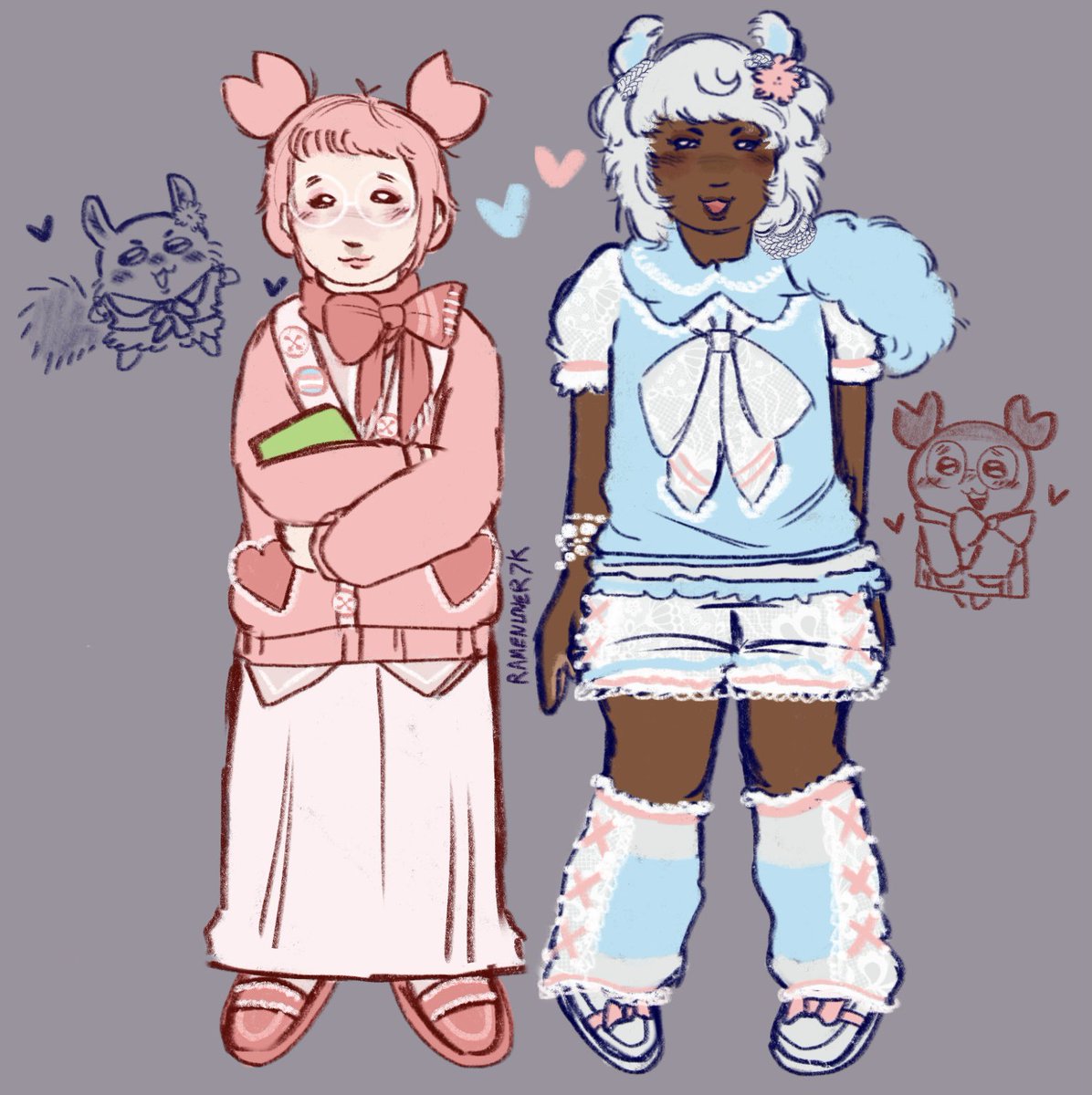 I’ve fallen off :( so here’s human designs of my pals momonga and kani to make up for it!!! I feel like I could’ve done better but… oh well, hehe..!