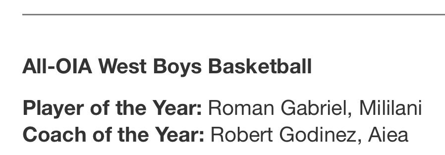 Blessed to receive OIA West Player of the Year ! More work to be done 💯
