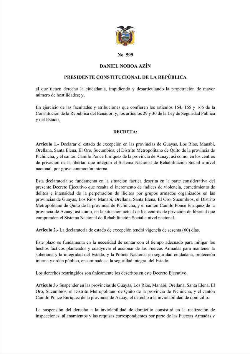 LIVE from Ecuador 🇪🇨 International observers are deeply alarmed by President Noboa’s decree declaring a state of emergency ahead of Sunday’s election — suspending the right to freedom of assembly, and allowing the arbitrary seizure of devices and documents. All eyes on Ecuador.