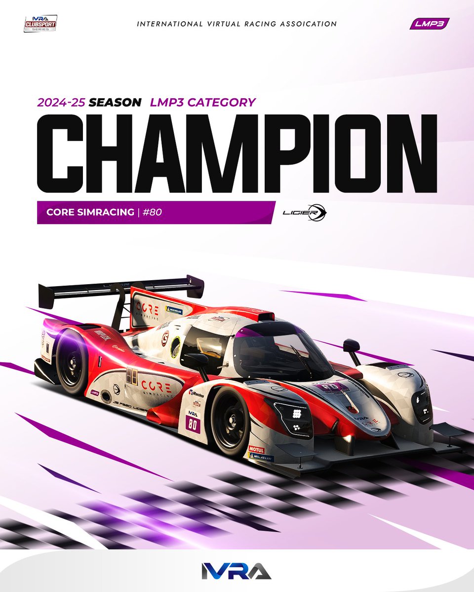 #80 Core Simracing 🥇

LMP3 IVRA CLUBSPORT SERIES CHAMPIONS!!!👏

#IVRA #CLUBSPORT