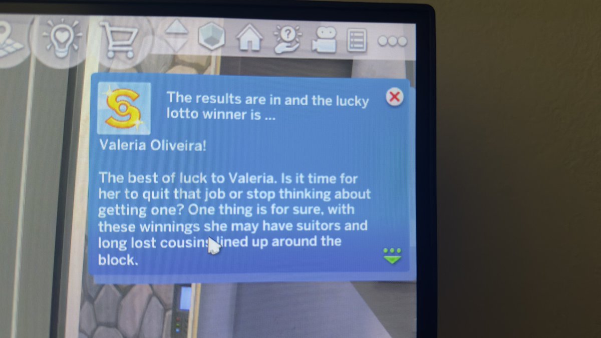 nikoleplay's tweet photo. My sims won the lottery for the first time in 10 years of playing this game 😭😭😭 https://t.co/EWO33LhDIa
