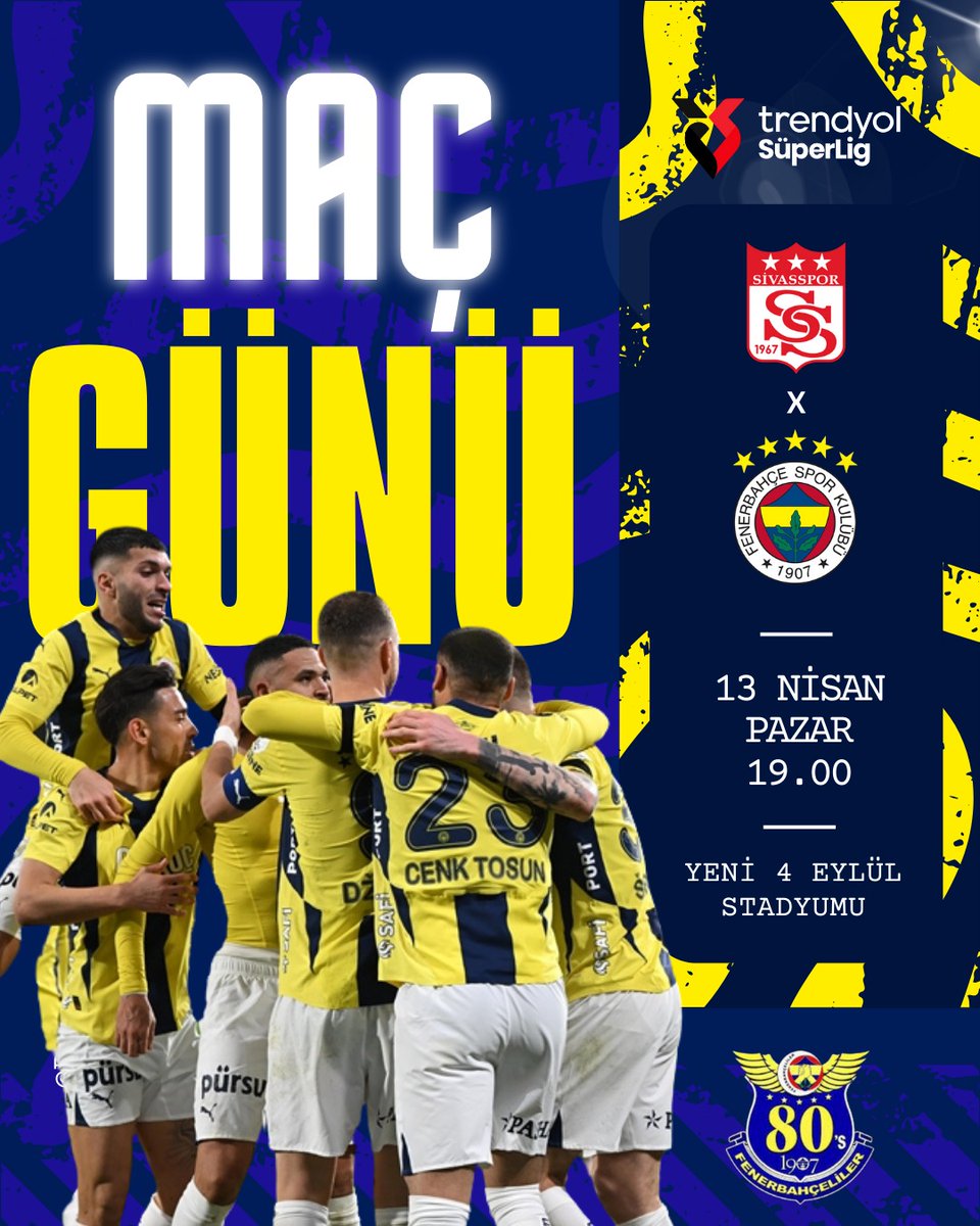 🆚 N.G. Sivasspor 
🗓 13 Nisan Pazar
🕖 19.00
📍 BG Grup 4 Eylül Stadyumu
<a href="/80s_Genctayfa/">80s_genctayfa</a> <a href="/80sRamazan/">Ramazan Çetinkaya..Fenerbahçeliler</a> <a href="/Fenerbahce/">Fenerbahçe SK</a> 
#FenerinMaçıVar #Fenerbahçe