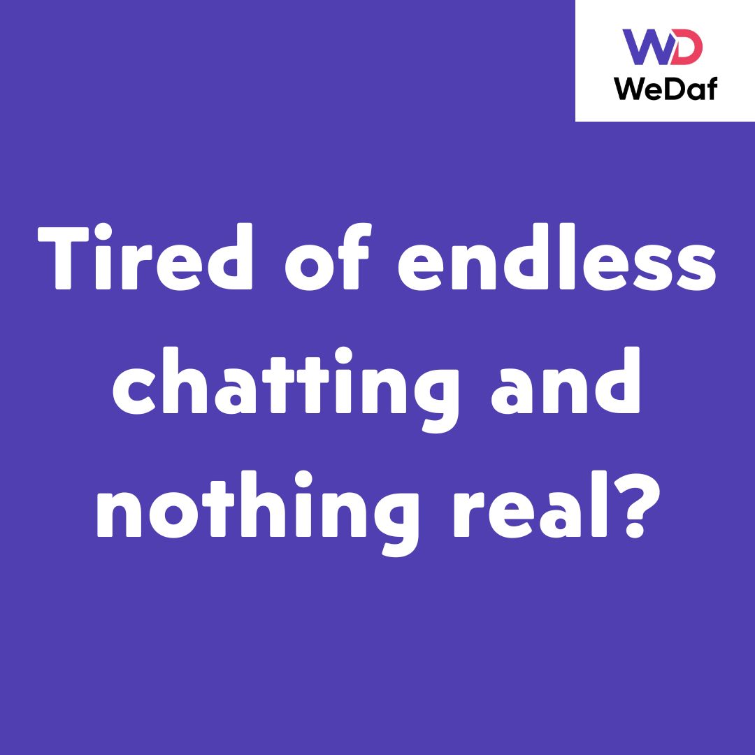 ComWedaf64607's tweet photo. Tired of endless chatting and nothing real?

#WeDaf #WeDafLove #DatingBurnout #TakeABreak #HealthyDating #wedaf.com https://t.co/VuvwG9Dewp