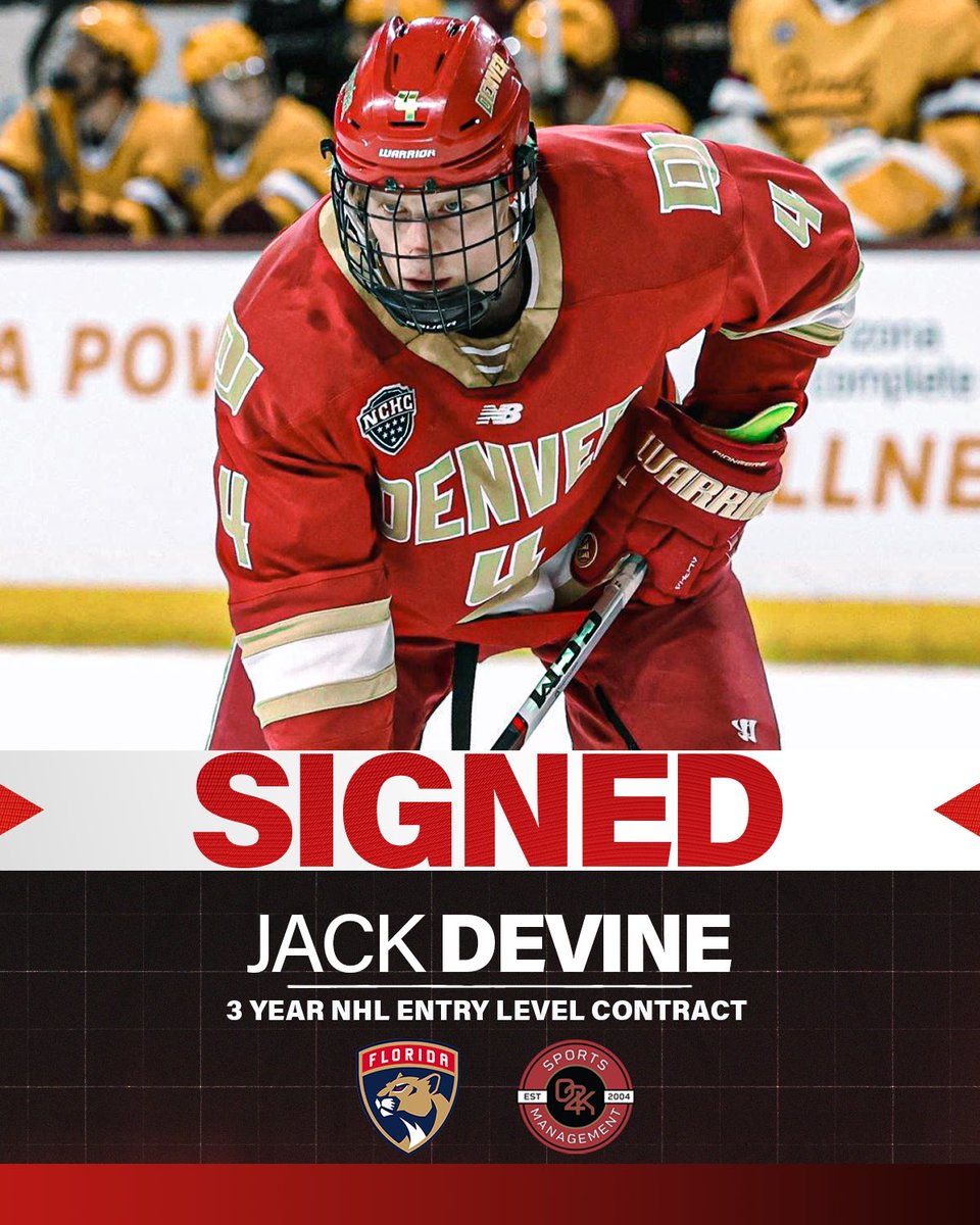 Officially locked in! Congratulations to O2K client Jack Devine <a href="/Jackdevine07/">Jack Devine</a> on signing his 3 year entry level contract with the <a href="/FlaPanthers/">Florida Panthers</a>!
#TimeToHunt  #flapanthers