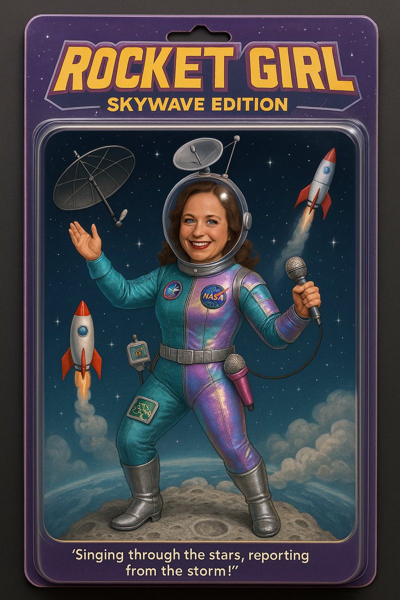 GarofaloWX's tweet photo. And now... I present to you the other "challenge" that's going around: becoming an action figure.

Not going to lie, I think she could make a good comic book character, what do you think? ☺️🚀🎶 #rocketgirl #ActionFigureTrend #ActionFigure #aiactionfigure #ChatGPT https://t.co/B9nUv1uV79
