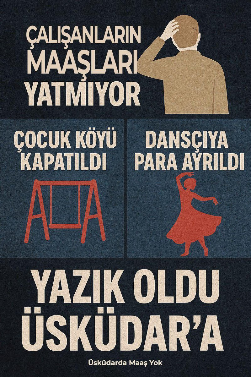 Gösteriye tam bütçe, emeğe sıfır ödeme..

#ÜsküdardaMaaşYok

<a href="/abdullahozdemir/">Abdullah Özdemir</a>
<a href="/demir_erdem/">Erdem DEMiR 🇹🇷</a>