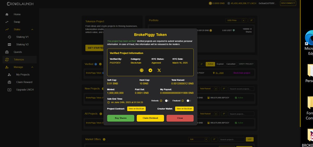 PGGYOFFICIAL's tweet photo. Initial platform is up and live, feel free to leave a review
#LNCH #CrowdLaunch #LaunchToken #DeFi #DeFiTokenization #Staking #BNBChain https://t.co/7x2kE4U0gi