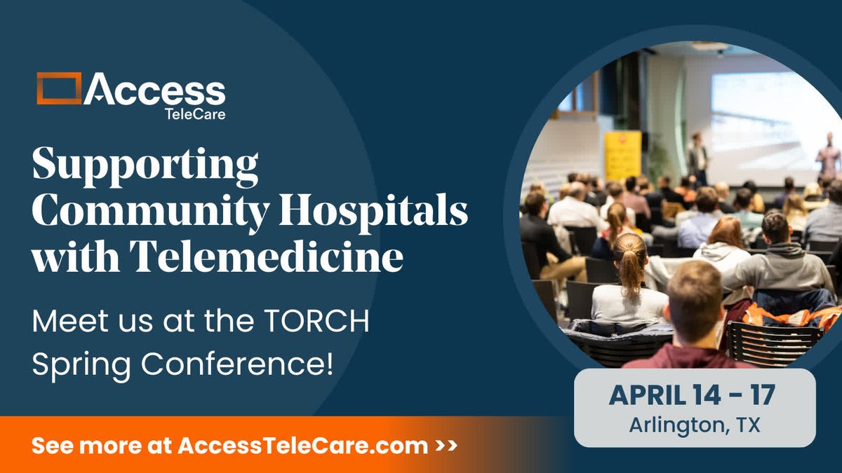 Access to specialty care shouldn't depend on location. Telemedicine is giving rural and community hospitals the support they need to keep care local. 
Find Access TeleCare at TORCH 2025 to learn more! 
📅 April 14-17 | Arlington, TX  
🔗 Details: accesstelecare.com/blog/addressin…