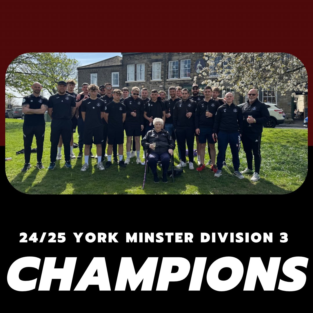 🚨 CHAMPIONS 🚨

Your 24/25 York Minster Division 3 Champions…HAMPSTHWAITE FC. 

Clifford unable to make the fixture today so gave the 3 points to the lads. Regardless this outcome was always going to be inevitable

What a season and what a group of lads ❤️

#AHAW #UPTHESWAITE