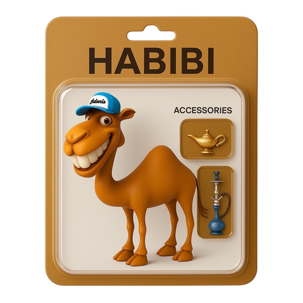 AdonisMexico's tweet photo. We joined the trend!
Meet HABIBI, our own collectible action figure — now with extra cool vibes, a golden blister, and Middle Eastern flair.
Because… why not? Yalla!

#AdonisMoments #HabibiFigure #YallaVibes #Trend #TrendAlert #CollectibleToy #CamelCoolness #MiddleEastStyle https://t.co/up0uLLi3Fx