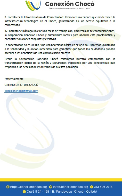conexionchoco's tweet photo. @JulianRMolinaG @WilliamYeffer @GobChoco @Ministerio_TIC Ministro es urgente unir esfuerzos para encontrar soluciones definitivas. Azteca hoy no está en condiciones de resolver la situación y podríamos pasar días o semanas en el Chocó totalmente desconectados del mundo. https://t.co/2sCJaTpBQM