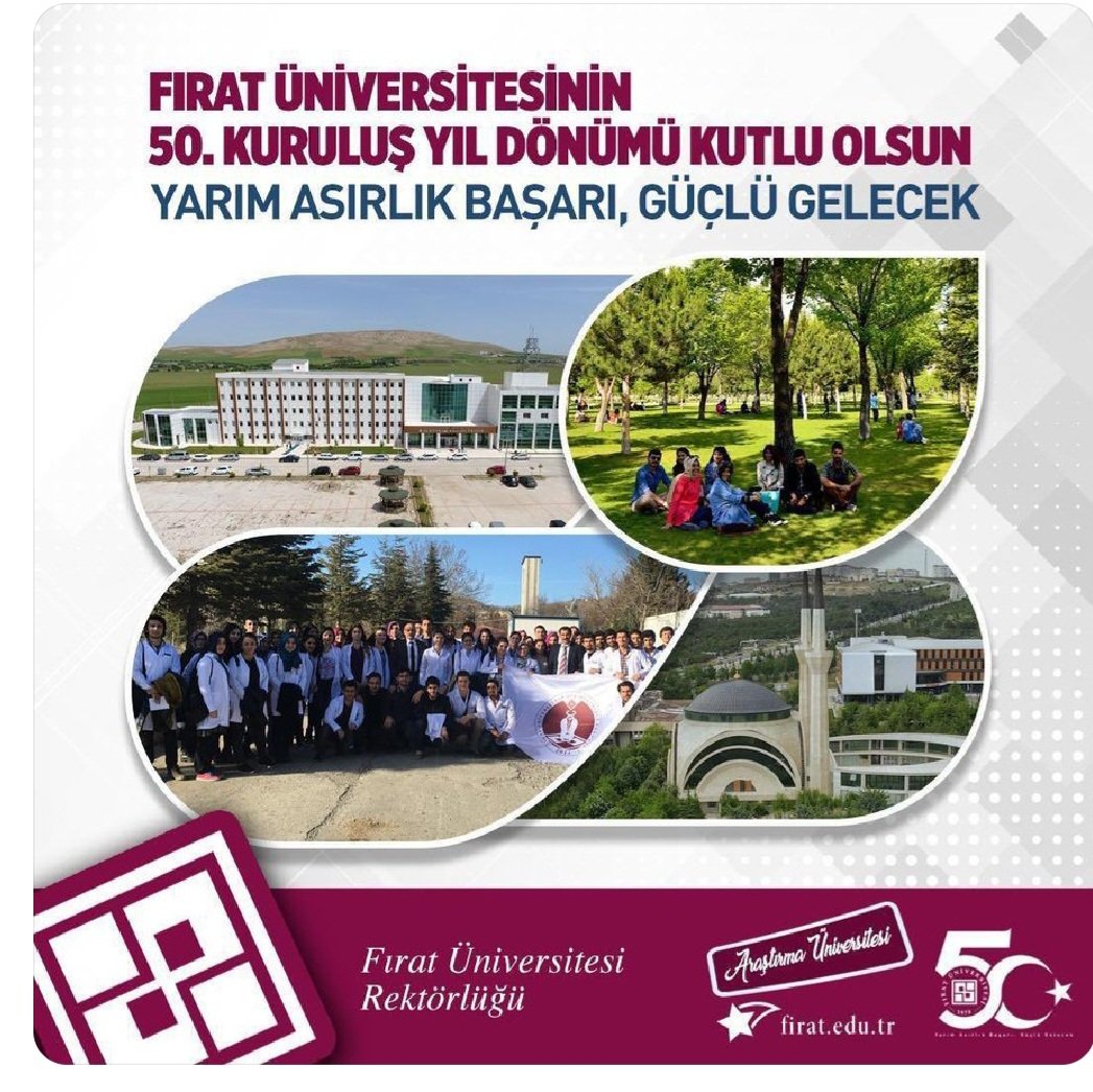 sedimturkmen's tweet photo. Ülkemizin köklü eğitim kurumlarından biri olan Fırat Üniversitesi'nin 50. kuruluş yıl dönümünü  kutluyor,
Bütün akademik ünvanlarını Fırat Üniversitesi'nde alan ve çeyrek asır  öğretim elemanı olarak görev yapan bir akademisyen olmaktan her zaman onur ve gurur duyuyorum. https://t.co/e1Lgzk6Tqf
