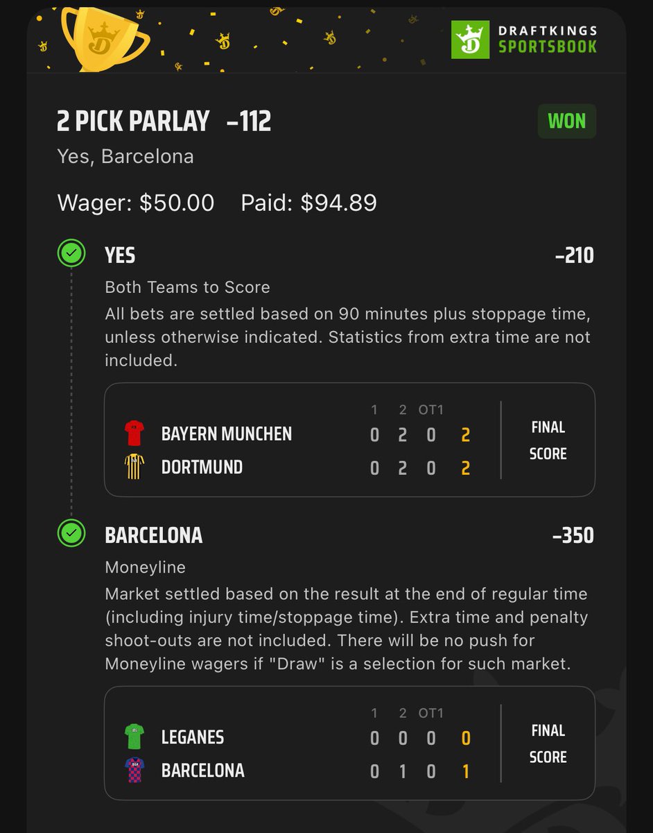 2way3levels's tweet photo. Cash Barcelona ML/Bayern Munich Dortmund BTTS ✅ 

Tap in to discord! https://t.co/k5WKQ4TsZE