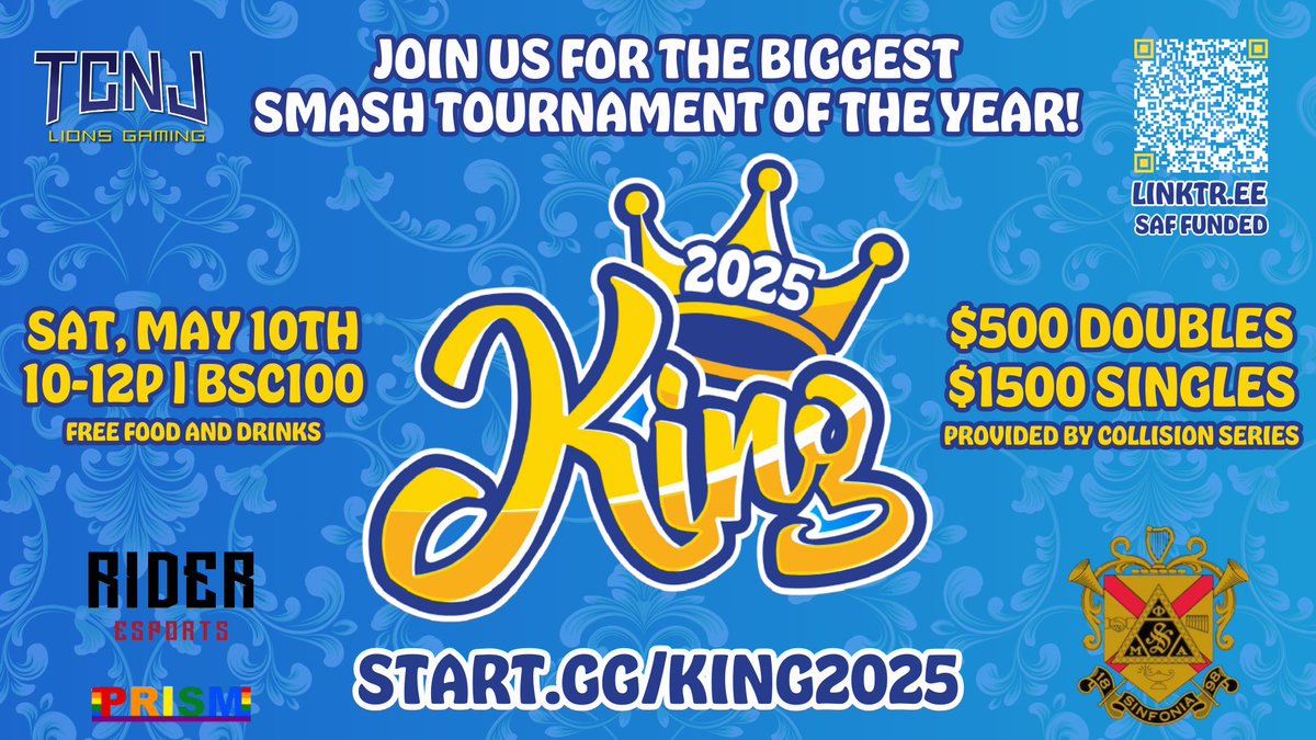 Hey everyone, King 2025 is TOMORROW!

Seeding is currently live, if you have any conflicts please DM us. We'll see you all there tomorrow!

📋start.gg/king2025