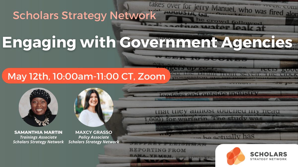 Register now for May 12's Engaging with Government Agencies workshop.

This training on engaging with government agencies will equip scholars with the tools to make critical connections and build trusting relationships with agency staffers.

Register: scholars.my.salesforce-sites.com/event/home/neb…