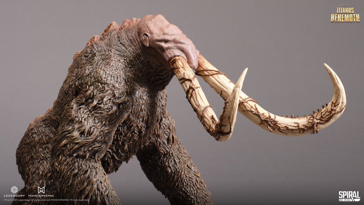 studio_spiral's tweet photo. Discover the awe-inspiring Titanus Behemoth statue, an exceptional addition to the Hall of Fame series by Spiral Studio. Meticulously sculpted and painted using official assets from the movie, this statue captures the grandeur and detail of the mighty Titanus Behemoth, an iconic figure that stands tall among Titans.

Titanus Behemoth is not just a striking collectible; it is a symbol of nature's resilience and power. As a rival to Titanus Amhuluk, both Titans play pivotal roles in maintaining the delicate balance of the world's forestation. Whether you're a devoted fan of these colossal guardians or a collector of extraordinary art, the Titanus Behemoth statue is a must-have.

Expertly crafted with attention to detail, this statue brings the character to life, showcasing its majestic form and intricate features that embody the essence of this mythical creature. Pair it with the Titanus Amhuluk statue for a compelling display that emphasizes the epic rivalry and harmony of the Titans.

Elevate your collection with the Titanus Behemoth statue, where artistry meets cinematic legacy. Make this stunning piece a centerpiece in your home or a standout highlight in your display today!

ORDER DETAILS
・ Pre-order Starts: 31st March, 2025
・ Pre-order Ends: 31st May, 2025
・ Est. Arrival: September 2025
・ Edition Size: TBD
・ Price: $189

PRODUCT SPECIFICATIONS
・3D Sculpt by Tanaka Kenichi
・Color Design by Man Thanapath
・Dimensions - H: 24.1 cm / W: 18.1 cm / L: 36 cm
・Materials: PVC

TM & © 2025 Legendary. All rights reserved, MONSTERVERSE TM & © Legendary