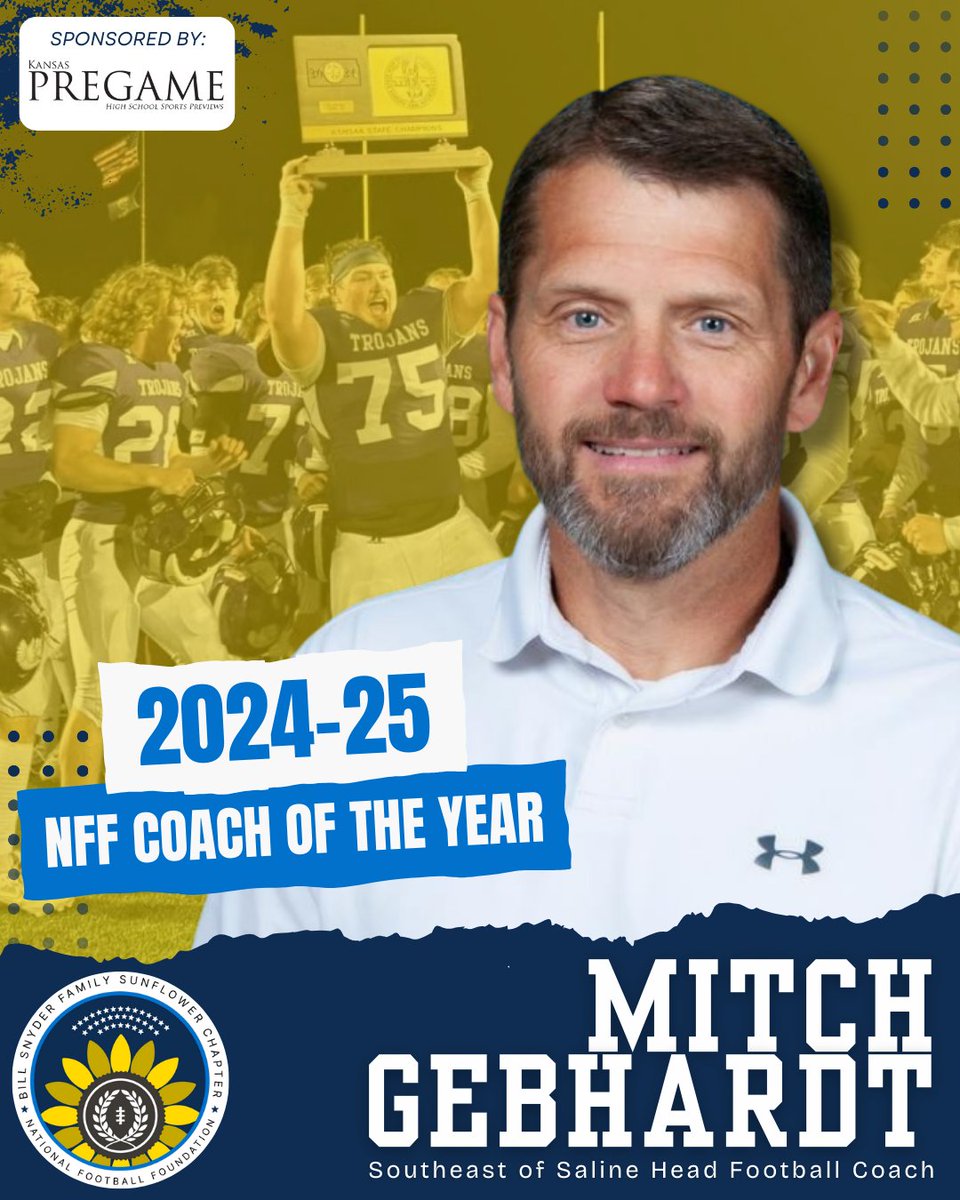 CoachBillSnyderFamily/SunflowerChapterNFF (@sunflowernff) on Twitter photo Congrats to Mitch Gebhardt coach of the <a href="/SeSalineSports/">Southeast of Saline Trojans</a> football program, selected the Don Fambrough co-coach of the year for 2024-25 school year by <a href="/SunflowerNFF/">CoachBillSnyderFamily/SunflowerChapterNFF</a>. He will be honored at a dinner May 7 in Manhattan. Thanks to <a href="/KansasPregame/">Kansas Pregame</a> for sponsoring the award. <a href="/NFFNetwork/">National Football Foundation</a> Congrats to Mitch Gebhardt coach of the <a href="/SeSalineSports/">Southeast of Saline Trojans</a> football program, selected the Don Fambrough co-coach of the year for 2024-25 school year by <a href="/SunflowerNFF/">CoachBillSnyderFamily/SunflowerChapterNFF</a>. He will be honored at a dinner May 7 in Manhattan. Thanks to <a href="/KansasPregame/">Kansas Pregame</a> for sponsoring the award. <a href="/NFFNetwork/">National Football Foundation</a>