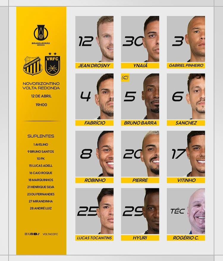 VoltacoFC's tweet photo. Esquadrão de Aço está escalado!
Vamos em busca da vitória!
#EuSouVoltaco https://t.co/j1JvZXEAw6