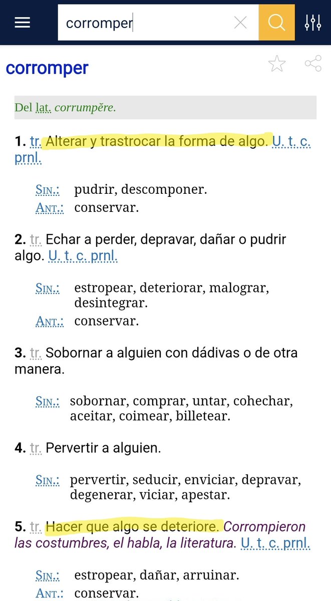 FOFORO99's tweet photo. @monycoronel Un buen comienzo para intentar entender el fenomeno de la #CORRUPCIÓN (en cualquier lugar) seria bueno comenzar por comprender / entender QUE ES LA #CORRUPCIÓN y de ahí analizar TODOS LAS CONSECUENCIAS Y TIPOS.
👇🏽 definiciones de #CORRUPCIÓN y #CORROMPER
SALUDO
cc. @JACrespo1 https://t.co/tDKpe2EBP0